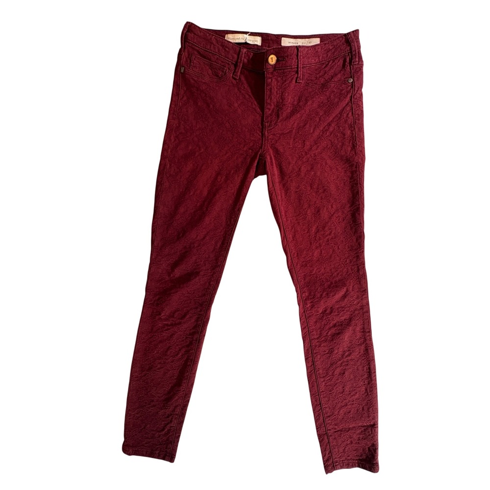 Pilcro and the Letterpress Hyphen Skinny Jeans Womens 27 Burgundy Floral Pants